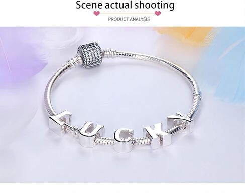 925 فضة استرليني A-Z سحر الخرز لقلادة سوار باندورا، خرز الحروف الأبجدية مع هدية مجوهرات تذكارية، زركونيا كريستال مربع in Kuwait