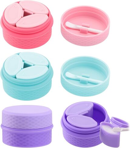 حاويات سفر من بريبو، 3 مجموعات من زجاجات سيليكون قابلة لاعادة الملء بحجم مناسب للسفر مع اغطية محكمة الغلق للكريمات واللوشن ومستحضرات التجميل، تتضمن كل منها 3 موزعات وملعقة مسطحة للمكياج in Kuwait