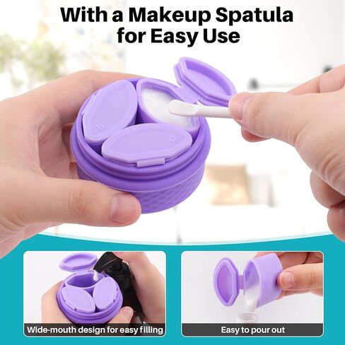 حاويات سفر من بريبو، 3 مجموعات من زجاجات سيليكون قابلة لاعادة الملء بحجم مناسب للسفر مع اغطية محكمة الغلق للكريمات واللوشن ومستحضرات التجميل، تتضمن كل منها 3 موزعات وملعقة مسطحة للمكياج in Kuwait