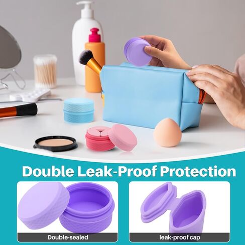 حاويات سفر من بريبو، 3 مجموعات من زجاجات سيليكون قابلة لاعادة الملء بحجم مناسب للسفر مع اغطية محكمة الغلق للكريمات واللوشن ومستحضرات التجميل، تتضمن كل منها 3 موزعات وملعقة مسطحة للمكياج in Kuwait