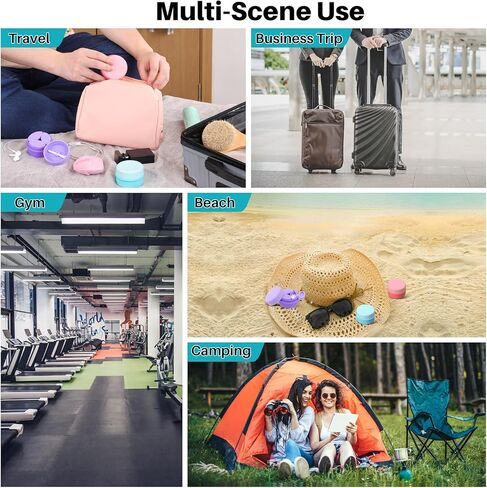 حاويات سفر من بريبو، 3 مجموعات من زجاجات سيليكون قابلة لاعادة الملء بحجم مناسب للسفر مع اغطية محكمة الغلق للكريمات واللوشن ومستحضرات التجميل، تتضمن كل منها 3 موزعات وملعقة مسطحة للمكياج in Kuwait