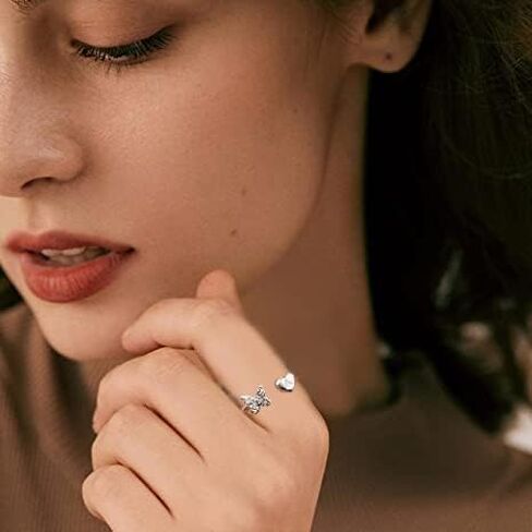 Initial Rings for Women Teen Girls Stackable Butterfly Initial Letter Rings Crystal Inlaid Capital Alphabet Ring 14k Gold Silver Rose Gold Plated Open Adjustable Initial rings Jewelry Gifts in Saudi Arabia