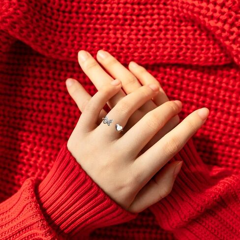 Initial Rings for Women Teen Girls Stackable Butterfly Initial Letter Rings Crystal Inlaid Capital Alphabet Ring 14k Gold Silver Rose Gold Plated Open Adjustable Initial rings Jewelry Gifts in Saudi Arabia