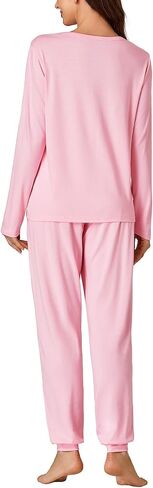 LYANER Women's 2 Piece Outfits Pajamas Sets Button Long Sleeve Loungewear and Long Pants in Saudi Arabia