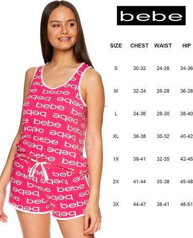 bebe Womens Sleep/Lounge Top With Pajama Shorts Sleepwear Set in Saudi Arabia