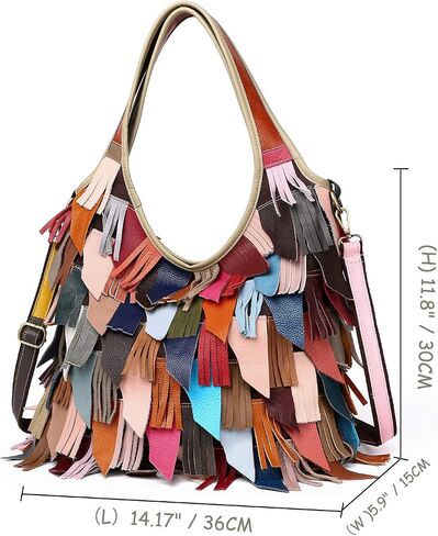 Women’s Multicolor Boston Bag Genuine Leather Colorful Large Tote Handbag Purse in Saudi Arabia