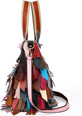 Women’s Multicolor Boston Bag Genuine Leather Colorful Large Tote Handbag Purse in Saudi Arabia