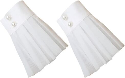 Lurrose Womans Shirts Wrist Fake Cuffs Ruffle Cuff Stretch Bracelet False Sleeves Organza Cuff Pleated Horn Cuffs Clothing Fake Cuffs for Women Girls Photography Props Womens Shirts in Saudi Arabia