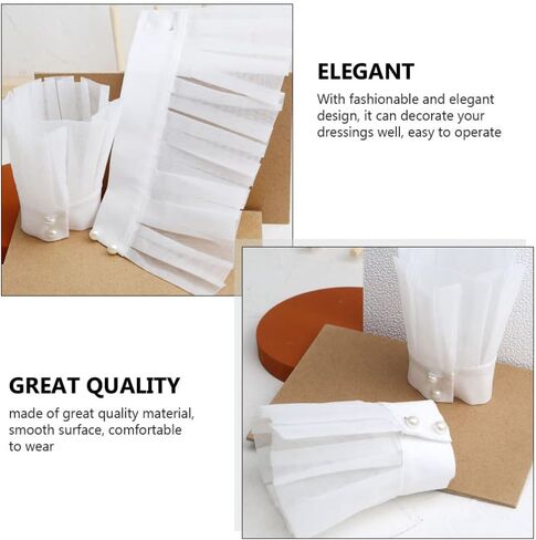 Lurrose Womans Shirts Wrist Fake Cuffs Ruffle Cuff Stretch Bracelet False Sleeves Organza Cuff Pleated Horn Cuffs Clothing Fake Cuffs for Women Girls Photography Props Womens Shirts in Saudi Arabia