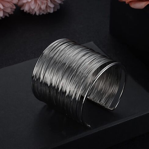 jerywe 6 قطع أساور الكفة للنساء الفضة الذهب العلوي الذراع الكفة المجوهرات المفتوحة أذرع المجوهرات لفائف الذراع العلوي سوار الإسورة قابل للتعديل الحد الأدنى مجموعة المجوهرات in Kuwait