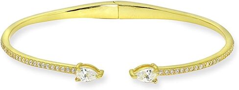Sterling Silver Cubic Zirconia Teardrop Dainty Fashion CZ Cuff Bangle Bracelet for Women in Saudi Arabia