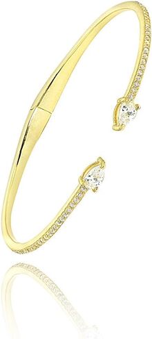 Sterling Silver Cubic Zirconia Teardrop Dainty Fashion CZ Cuff Bangle Bracelet for Women in Saudi Arabia