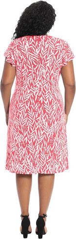 London Times Women's Leaf Print V-Neck Ruffle Sleeve Dress in Saudi Arabia