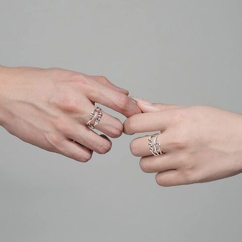 حلقات تململ من ليتين للقلق للنساء والرجال، خاتم قلق من الفضة الاسترليني مع خرزة للجنسين، حلقة دوارة قابلة للتعديل، حلقة قلق in Kuwait