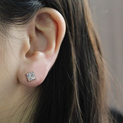 .25Cttw to 1.00Cttw Cushion Diamond Stud Earrings set in 925 Sterling Silver in Saudi Arabia