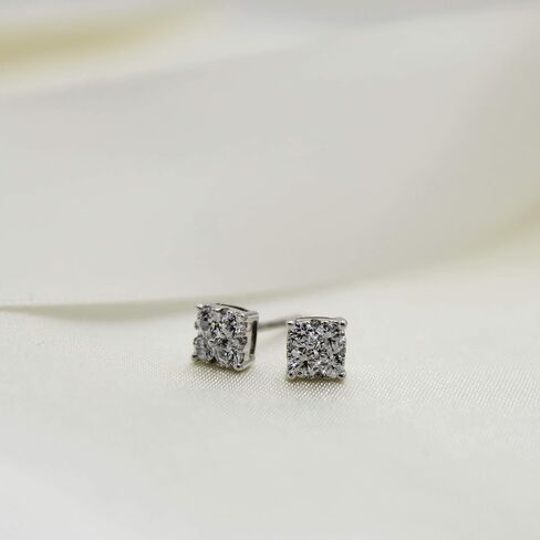 .25Cttw to 1.00Cttw Cushion Diamond Stud Earrings set in 925 Sterling Silver in Saudi Arabia