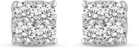 .25Cttw to 1.00Cttw Cushion Diamond Stud Earrings set in 925 Sterling Silver in Saudi Arabia