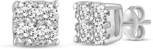 .25Cttw to 1.00Cttw Cushion Diamond Stud Earrings set in 925 Sterling Silver in Saudi Arabia