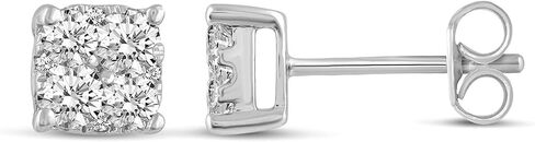 .25Cttw to 1.00Cttw Cushion Diamond Stud Earrings set in 925 Sterling Silver in Saudi Arabia