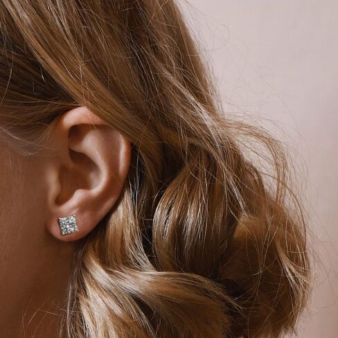 .25Cttw to 1.00Cttw Cushion Diamond Stud Earrings set in 925 Sterling Silver in Saudi Arabia