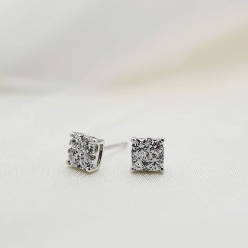 .25Cttw to 1.00Cttw Cushion Diamond Stud Earrings set in 925 Sterling Silver in Saudi Arabia