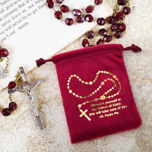 12 حزمة من مسبحة المسبحة الكاثوليكية، حقيبة مسبحة، حامل مسبحة، حقيبة برباط مخملية للمناولة الأولى، هدايا التأكيد الكاثوليكية، تخزين خرز الصلاة in Kuwait