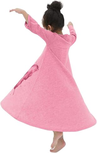 FTSUCQ Girls Casual Swing Special Occasion Printed Cotton Loose Maxi Dresses in Kuwait