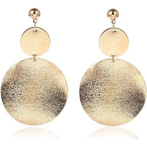 ONLYJUMP Long Matte Round Disc Dangle Earrings for Women Girls for Women Girls Bohemian Fashion Earrings Minimalist Circle Geometric Statement Drop Earrings in Kuwait