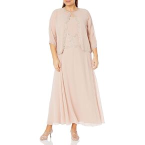 J Kara Women's Plus Size Beaded Jacket Dress