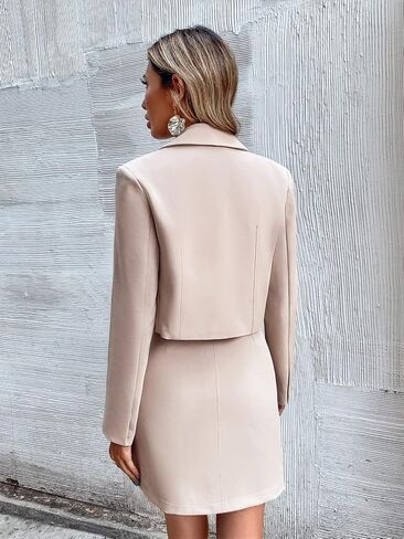 Floerns Women's 2 Piece Skirt Sets Lapel Neck Double Button Blazer and Solid Mini Skirt in Saudi Arabia