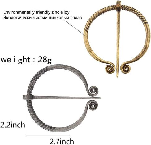 Vintage Viking Brooch Pin Lapel for Women Men Cloak Scarf Shawl Buckle Clasp Pin Brooches Penannular Brooch and Pin Sets Jewelry in Saudi Arabia