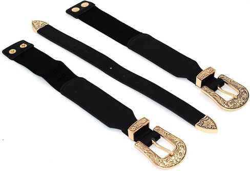 MoYoTo Womens Retro Carved Double Buckle Elastic Belts Western Leather Flex Belt in Saudi Arabia