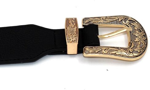MoYoTo Womens Retro Carved Double Buckle Elastic Belts Western Leather Flex Belt in Saudi Arabia