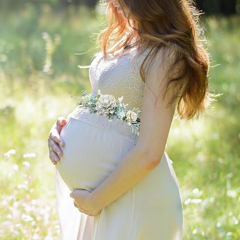 PartyforU Mom to Be Belt - Handmade Maternity Flower Sash Bohemian Preganency Belt for Baby Shower Floral Sash for Maternity Shoot Gifts Welcome Baby Party Gender Reveal in Saudi Arabia
