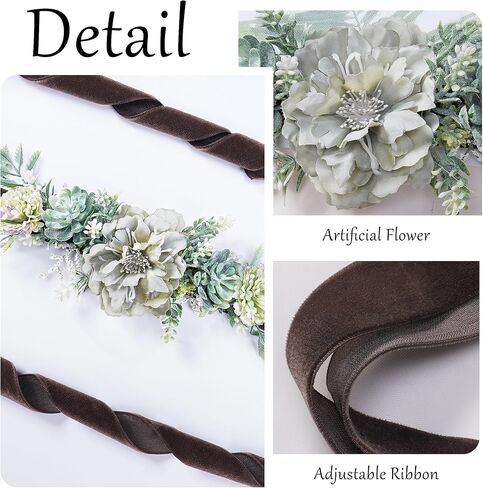 PartyforU Mom to Be Belt - Handmade Maternity Flower Sash Bohemian Preganency Belt for Baby Shower Floral Sash for Maternity Shoot Gifts Welcome Baby Party Gender Reveal in Saudi Arabia