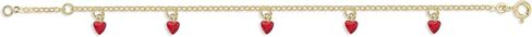 UNICORNJ 14k Yellow Gold Enamel Mini Heart Bracelet Vertical Stacked 5 Heart Station for Girls Kids Babies Made in Italy 5.25" in Saudi Arabia
