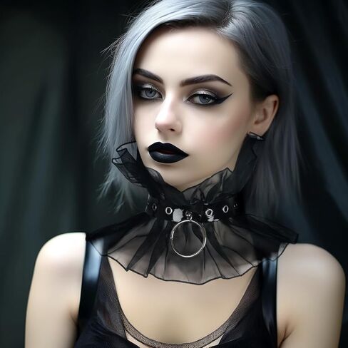 JEGERMIG ياقة فيكتورية مكشكشة عتيقة من التول المنفصل وشاح قابل للفصل بطبقات من الدانتيل وياقة وهمية in Kuwait