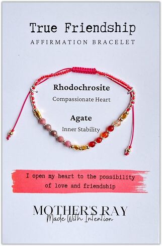 سوار تأكيد راي الأم - أساور مطرزة - سوار من الأحجار الكريمة والكريستال الأصلي للنساء - حبل نايلون قابل للتعديل لارتداء مريح in Kuwait