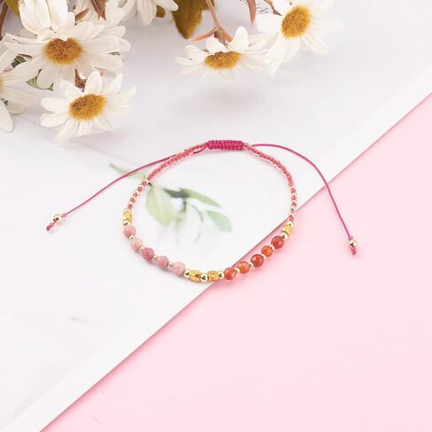 سوار تأكيد راي الأم - أساور مطرزة - سوار من الأحجار الكريمة والكريستال الأصلي للنساء - حبل نايلون قابل للتعديل لارتداء مريح in Kuwait