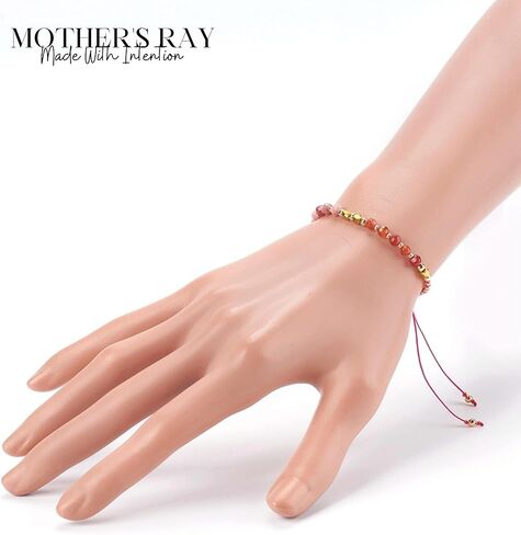 سوار تأكيد راي الأم - أساور مطرزة - سوار من الأحجار الكريمة والكريستال الأصلي للنساء - حبل نايلون قابل للتعديل لارتداء مريح in Kuwait