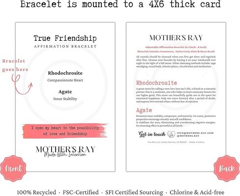 سوار تأكيد راي الأم - أساور مطرزة - سوار من الأحجار الكريمة والكريستال الأصلي للنساء - حبل نايلون قابل للتعديل لارتداء مريح in Kuwait