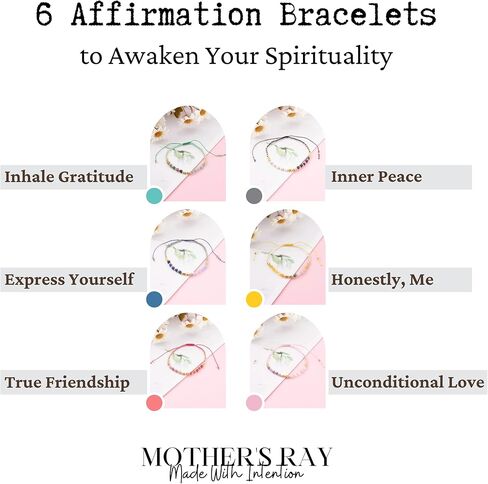 سوار تأكيد راي الأم - أساور مطرزة - سوار من الأحجار الكريمة والكريستال الأصلي للنساء - حبل نايلون قابل للتعديل لارتداء مريح in Kuwait