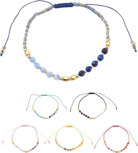 Mother's Ray Affirmation Bracelet – Beaded Bracelets – Genuine Gemstones and Crystals Bracelet for Women – Adjustable Nylon Cord for Comfortable Wear in Saudi Arabia