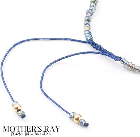 Mother's Ray Affirmation Bracelet – Beaded Bracelets – Genuine Gemstones and Crystals Bracelet for Women – Adjustable Nylon Cord for Comfortable Wear in Saudi Arabia
