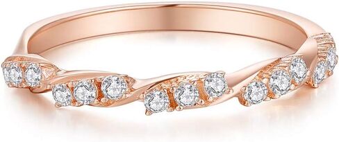 A ANGG 925 Sterling Silver Rose Gold Twisted Ring Engagement Wedding Jewelry in Kuwait