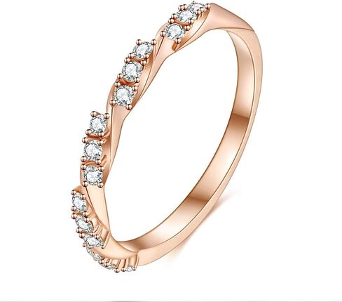 A ANGG 925 Sterling Silver Rose Gold Twisted Ring Engagement Wedding Jewelry in Kuwait