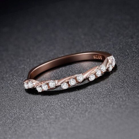 A ANGG 925 Sterling Silver Rose Gold Twisted Ring Engagement Wedding Jewelry in Kuwait