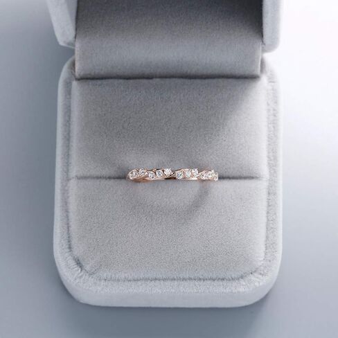 A ANGG 925 Sterling Silver Rose Gold Twisted Ring Engagement Wedding Jewelry in Kuwait