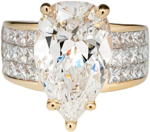 925 Sterling Silver Ladies Classic Elegant Pear Shape Diamond Ring 18K Rose Gold Plated Square Cut AAA Cubic Zirconia Ring Ladies 925 Engagement Wedding Ring Sizes 6-10 604 (6) in Saudi Arabia