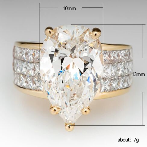 925 Sterling Silver Ladies Classic Elegant Pear Shape Diamond Ring 18K Rose Gold Plated Square Cut AAA Cubic Zirconia Ring Ladies 925 Engagement Wedding Ring Sizes 6-10 604 (6) in Saudi Arabia